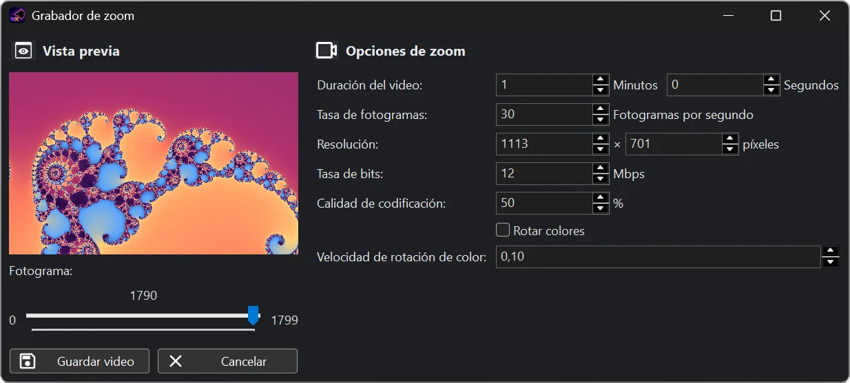 El grabador de zoom de wxChaos